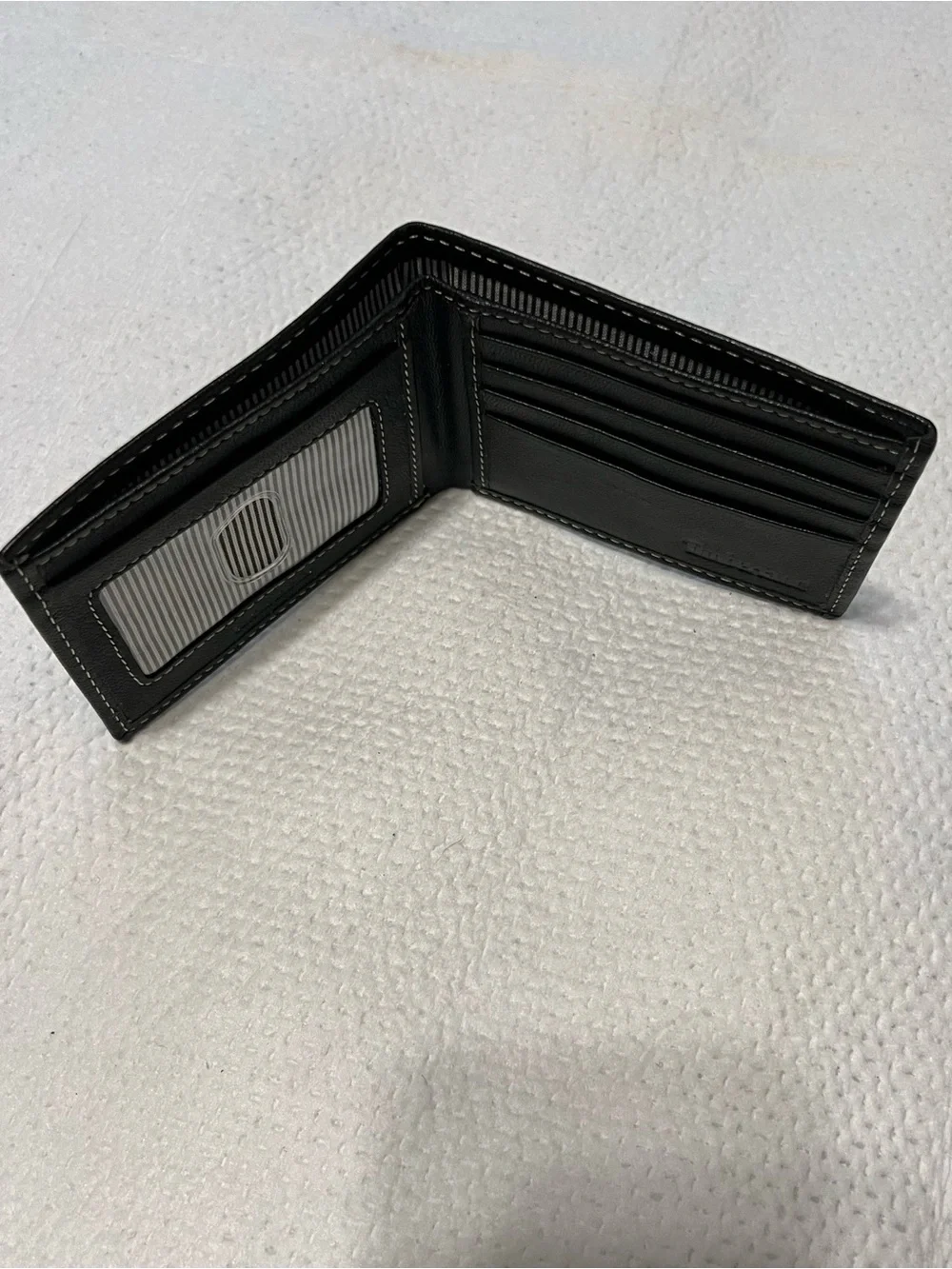 Timberland Black Leather Wallet with Embossed Tree Logo